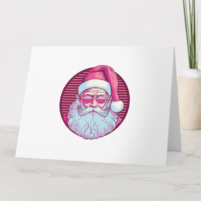 Retro vintage rosa tomte  kort (Framsida)