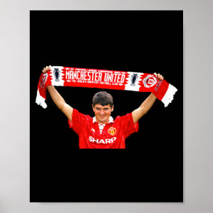 Retro Vintage Roy Keane Fotboll Umbro Tröja Stor Poster