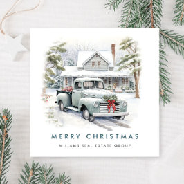 Retro Vintage Sage Farm Lastbil jul Corporate Julkort