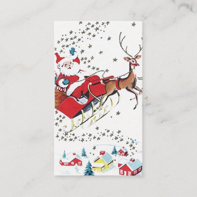 Retro vintage Santa add-meddelande Visitkort (Framsida)