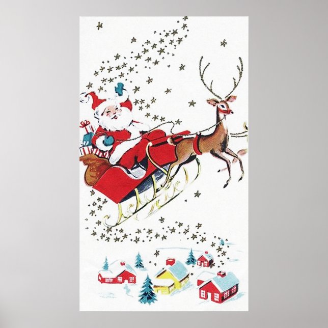 Retro vintage Santa Adding-meddelande poster julto (Framsidan)
