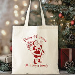 Retro Vintage Santa Anpassningsbar God jul Tygkasse<br><div class="desc">Den här vintagen har en jultomtillustration i rött med ord "God jul". Anpassa genom att lägga till namn eller anpassningsbar i familjen.</div>