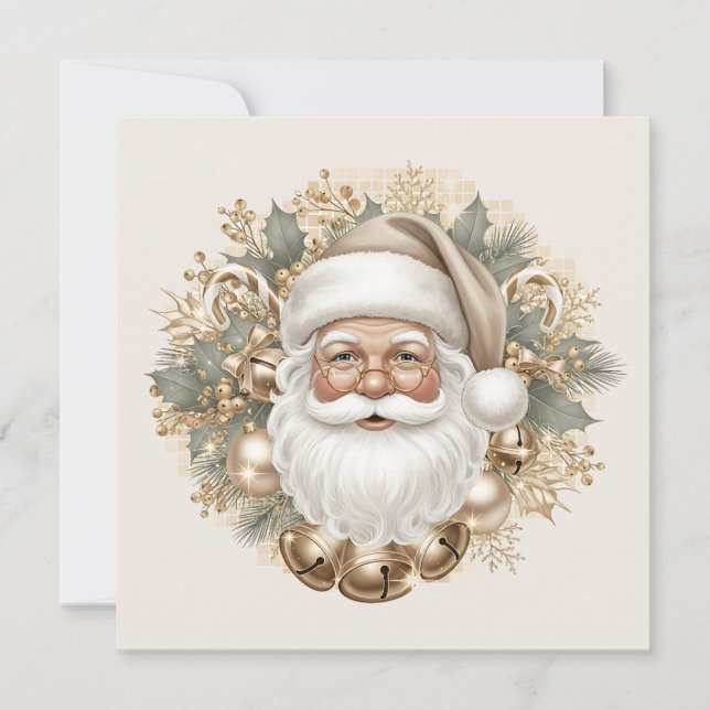 Retro Vintage Santa Christmas Greeting Card Julkort (Framsida)