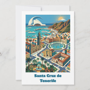 Retro Vintage Santa Cruz de Tenerife Stad Kort