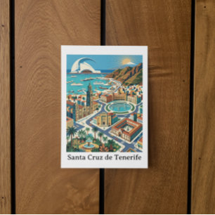 Retro Vintage Santa Cruz de Tenerife Stad Vykort