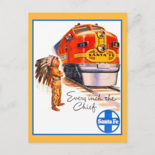 Retro vintage Santa Fe Chief Tåg ad Vykort