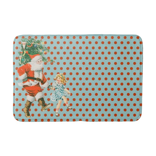 Retro Vintage Santa & Girl-jul Badrumsmatta (Framsidan)