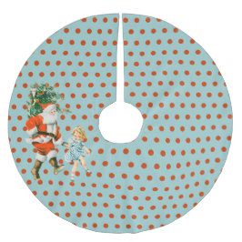 Retro Vintage Santa & Girl-jul Julgransmatta Borstad Polyester