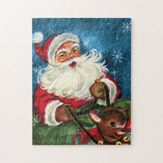 Retro vintage Santa Helgdag Pussel (Vertikal)