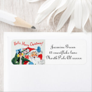 Retro vintage Santa Helgdag Returadress Etikett