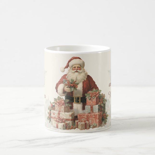 Retro Vintage Santa Holly God jul Kaffemugg (Center)