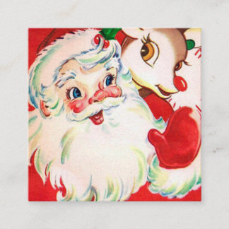 Retro vintage Santa rener-Helgdag Fyrkantigt Visitkort