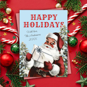 Retro Vintage Santa w/ Gift non-Photo Helgdag Card