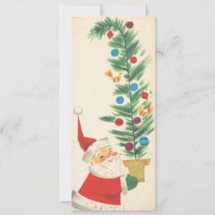 Retro Vintage Santa with Julgran Julkort