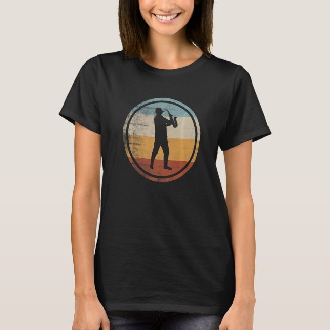Retro Vintage Saxophone Saxophonist   T Shirt (Framsida)