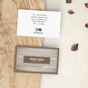 Retro Vintage Script Modern Rustic Wood look Visitkort