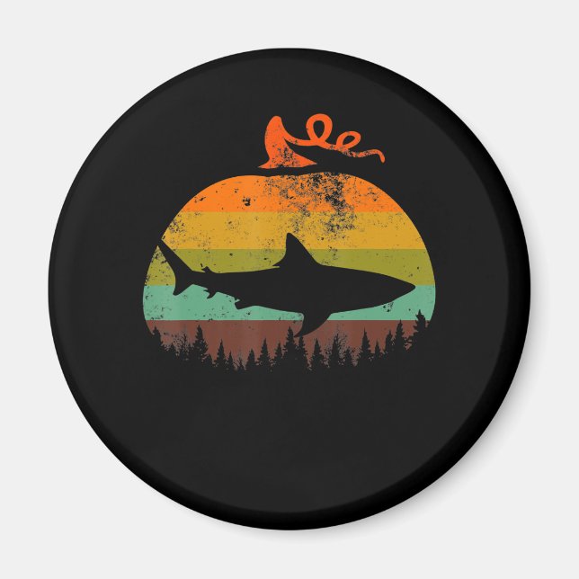 Retro Vintage Shark Pumpkin Halloween-gåvor Magnet (Framsidan)