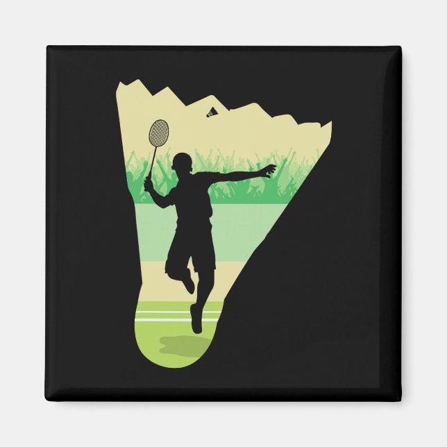 Retro Vintage Shuttle Player Badminton Magnet (Framsidan)