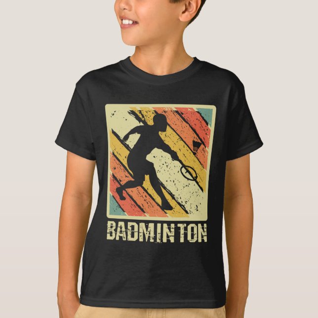 Retro Vintage Shuttle Player Badminton T Shirt (Framsida)