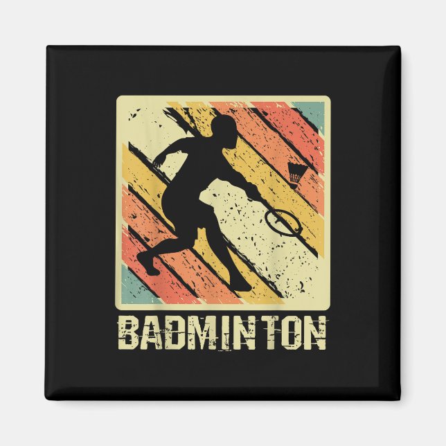 Retro Vintage Shuttle Spelare Badminton  Magnet (Framsidan)