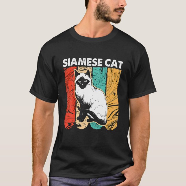 Retro Vintage Siamese Cat T Shirt (Framsida)