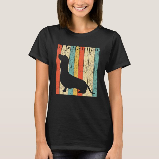 Retro Vintage Silhouette Hund Dachshund T Shirt (Framsida)