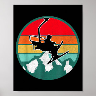 Retro vintage skidåkning snö poster