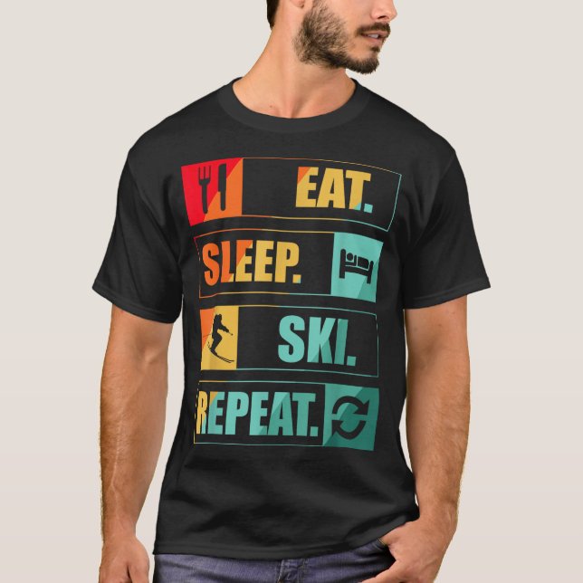 Retro vintage skidåkning snö  t shirt (Framsida)