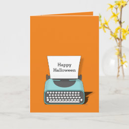 Retro Vintage Skrivmaskin Glad Halloween-kort Kort