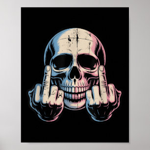 Retro Vintage Skull Ansikte Funny Mitten Finger Gr Poster