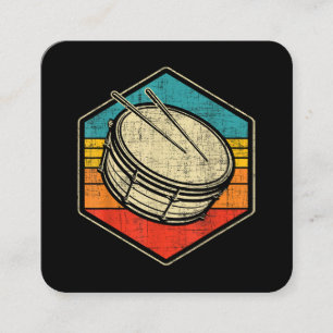 Retro Vintage Snare-trumma - Marching Band Drumlin Fyrkantigt Visitkort