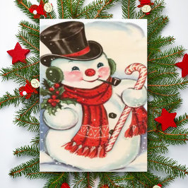 Retro Vintage Snögubbe i Anpassningsbarna Top hat Helgkort