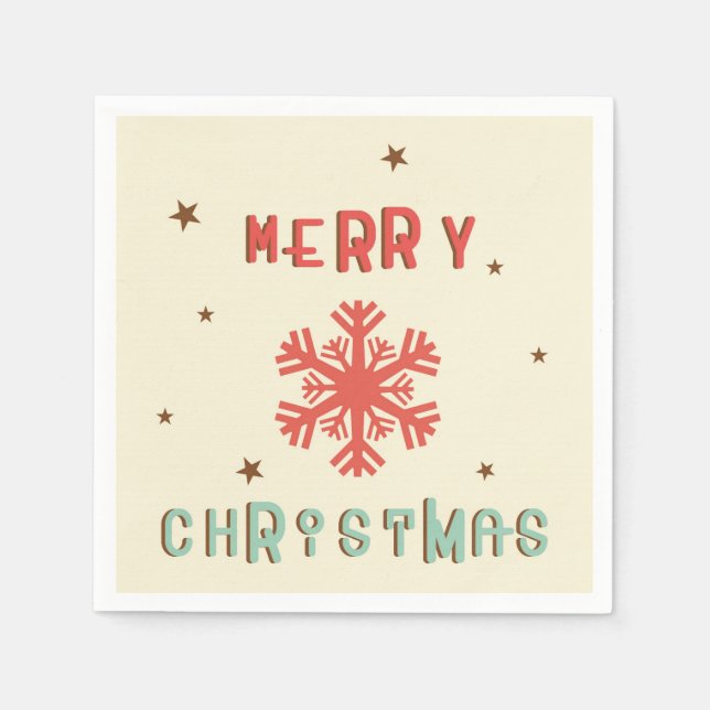 Retro Vintage Snowflake God jul Napkins Pappersservett (Framsidan)