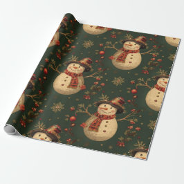 Retro Vintage Snowman Cute Christmas  Presentpapper