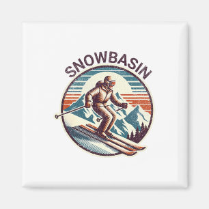 Retro Vintage Snowsin Utah Ski Resort Winter Skiin Magnet