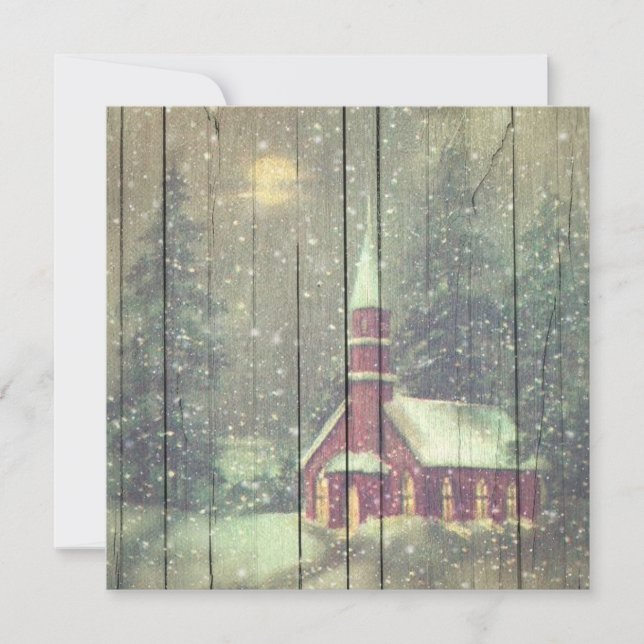 Retro
 | Vintage Snowy Winter Night Scenery Julkort (Framsida)