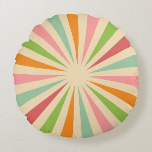 Retro Vintage Sol Rays Rund Kudde