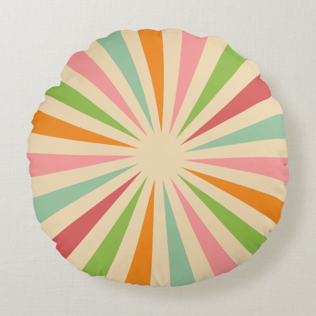 Retro Vintage Sol Rays Rund Kudde (Framsidan)