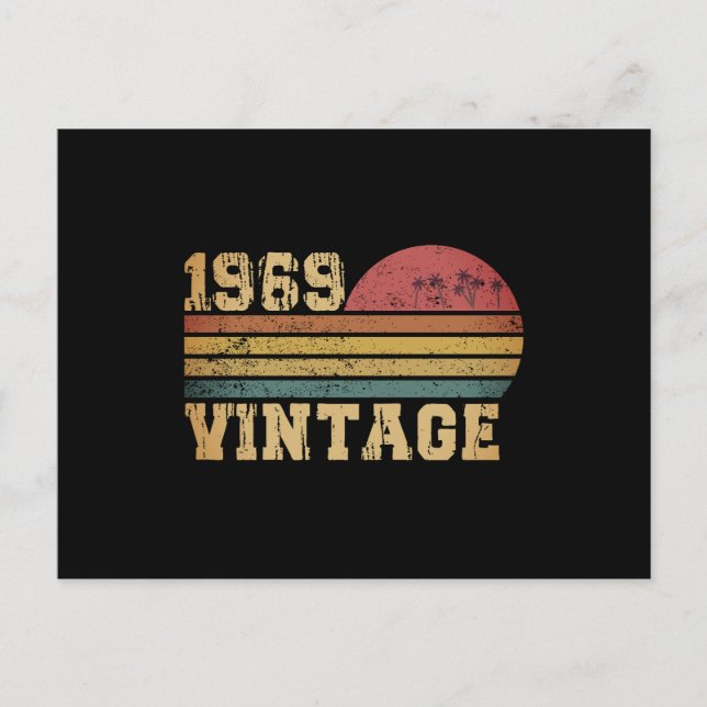 Retro Vintage Solnedgång 1969 Födelsedag Vykort (Framsida)