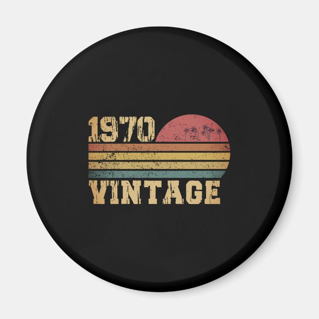 Retro Vintage Solnedgång 1970 Födelsedag Magnet (Framsidan)