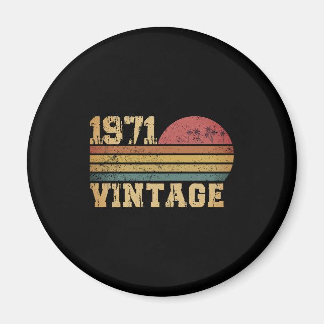 Retro Vintage Solnedgång 1971 Födelsedag Magnet (Framsidan)