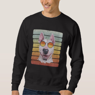 Retro Vintage Solnedgång Bullterrier Mamma Pappa Lång Ärmad Tröja