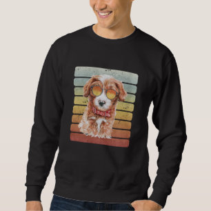 Retro Vintage Solnedgång Cavoodle Mamma Pappa Lång Ärmad Tröja