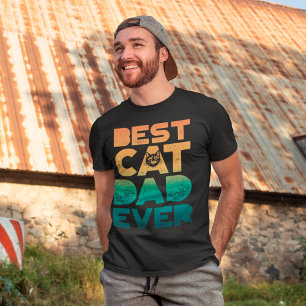 Retro Vintage Solnedgång Fars Dag Bästa Kattpappa T Shirt