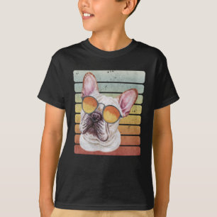 Retro Vintage Solnedgång Fransk Bulldog Mam Pappa T Shirt