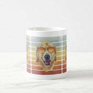 Retro Vintage Solnedgång Golden Retriever Husdjur  Kaffemugg
