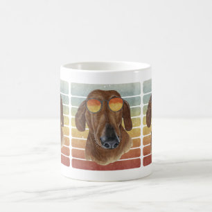 Retro Vintage Solnedgång Röd Dachshund Mamma Pappa Kaffemugg