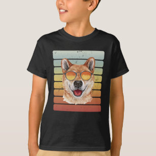 Retro Vintage Solnedgång Shiba Inu Mamma Pappa T Shirt