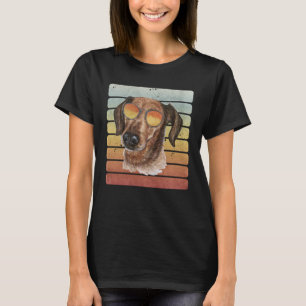 Retro Vintage Solnedgång Trådhårig Dachshund Mamma T Shirt