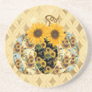 Retro Vintage Solros Pumpkin Sandstone Underlägg